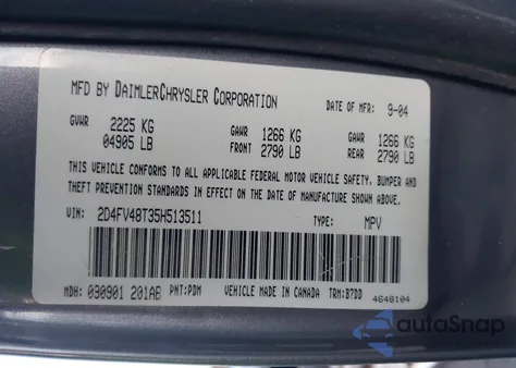 2005 Dodge Magnum Se z USA, uszkodzony, nr VIN 2D4FV48T35H513511